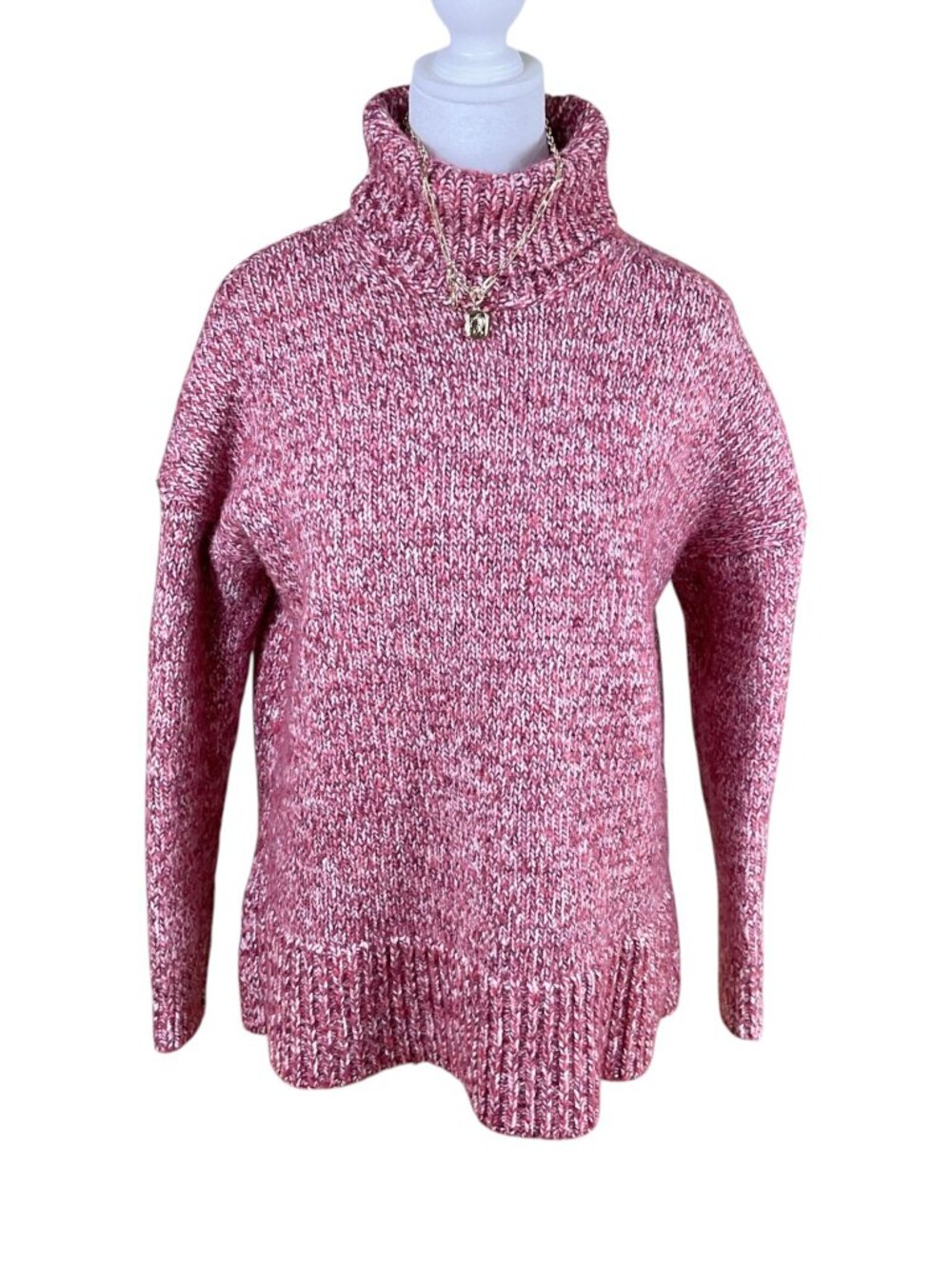 J Crew Turtleneck Sweater Chunky Knit Wool Blend Red (S)